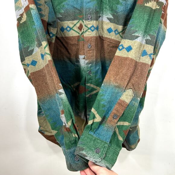 Vintage Woolrich Flannel Shirt 90s Southwestern Tribal Button Down Size L USA - Picture 6 of 8